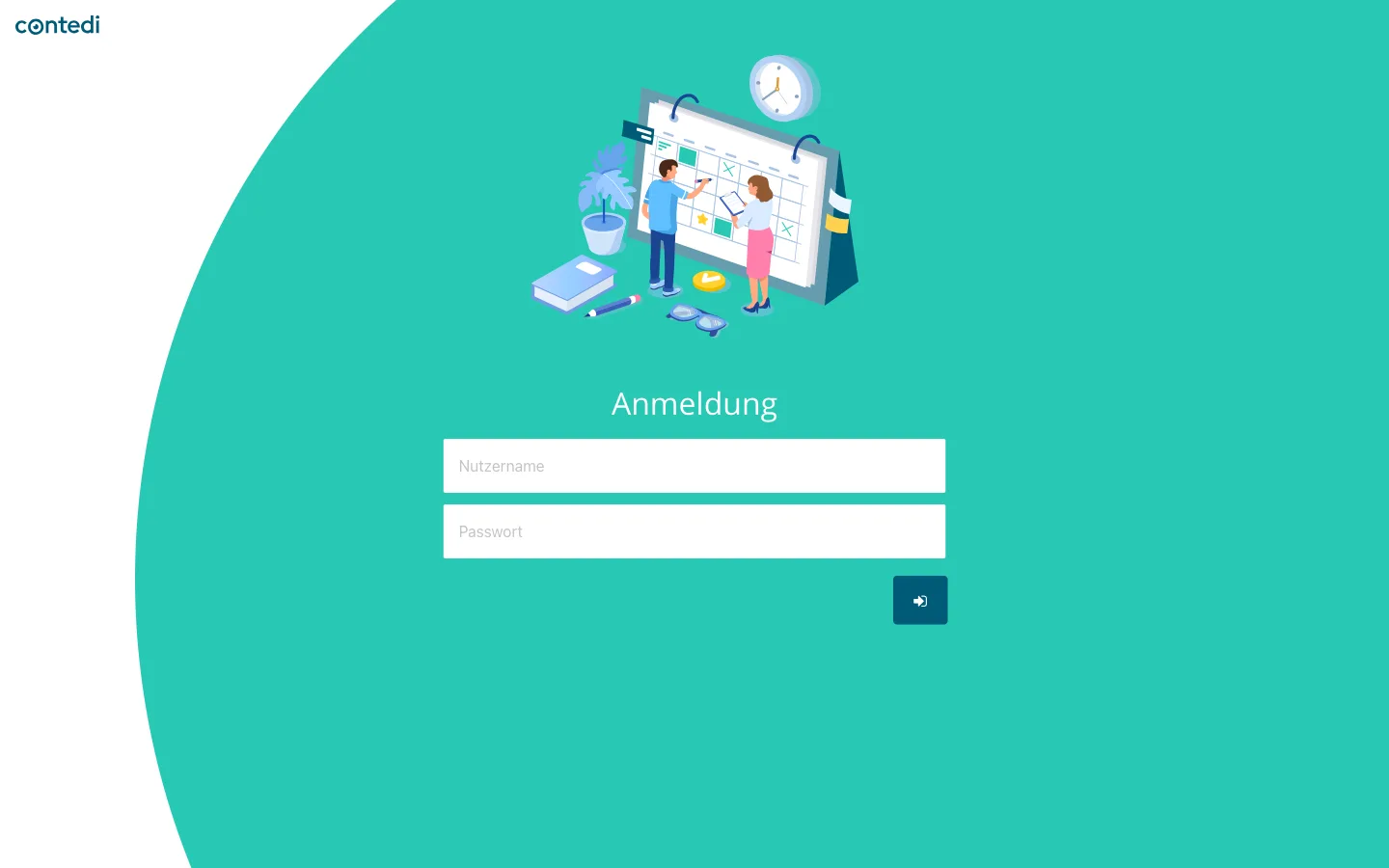 Anmeldeseite mit den Feldern Nutzername und Passwort
